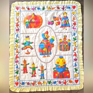 Yellow nursery rhyme Theme Baby Quilt baby blanket vintage baby quilt